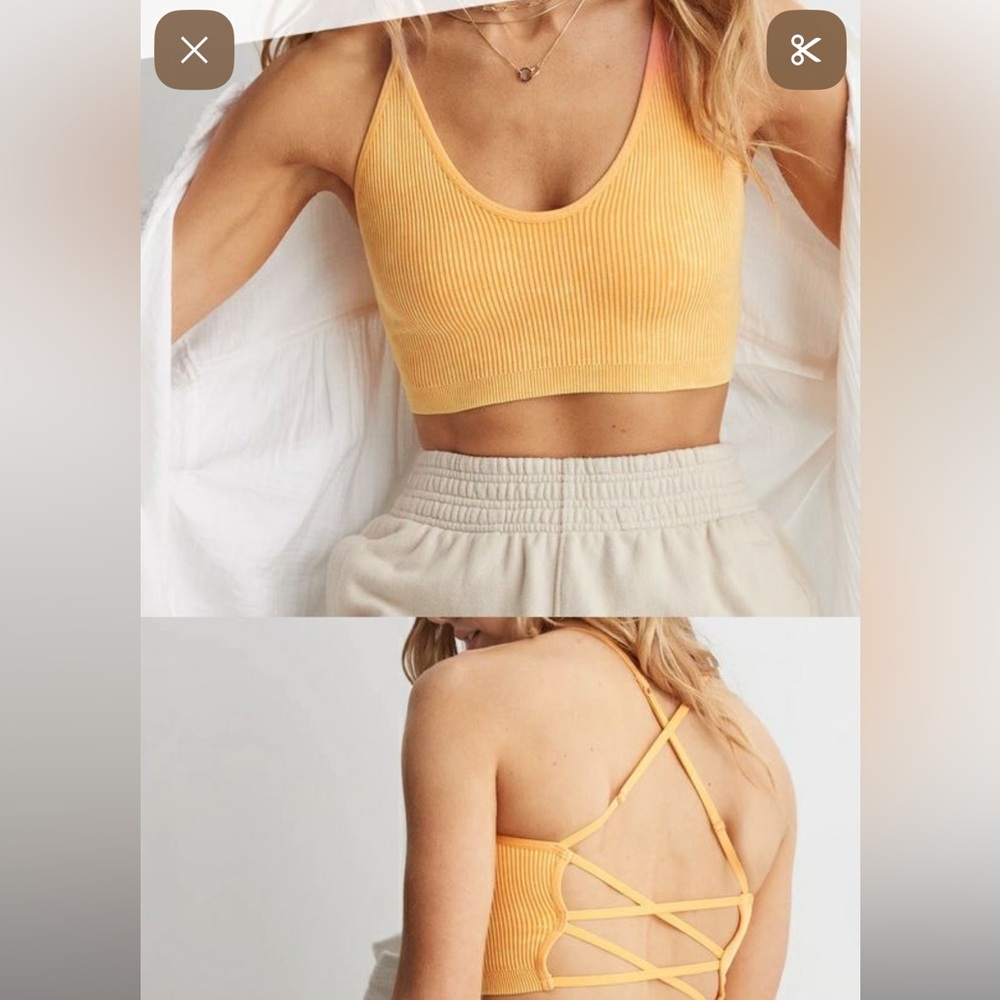 American Eagle Outfitters super chill strappy back Ribbed Crop Top
